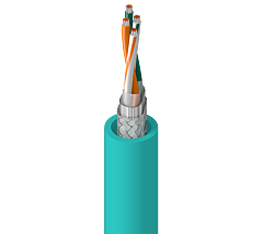 Alpha Wire Continuous Flex Rated Industrial Ethernet Cable - 24 AWG 2 Pair, Foil/Braid Shield - Teal TPE jacket