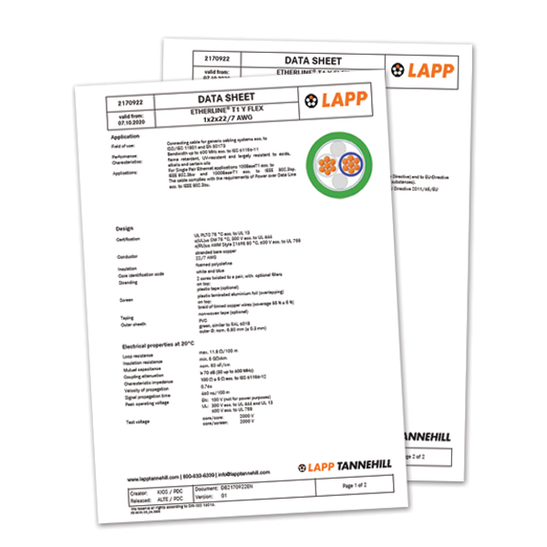 LAPP ETHERLINE® T1 Y Flex