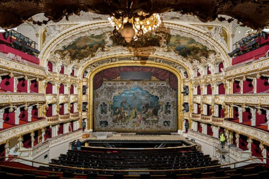 Inside the building of the Prague State Opera in Europe.