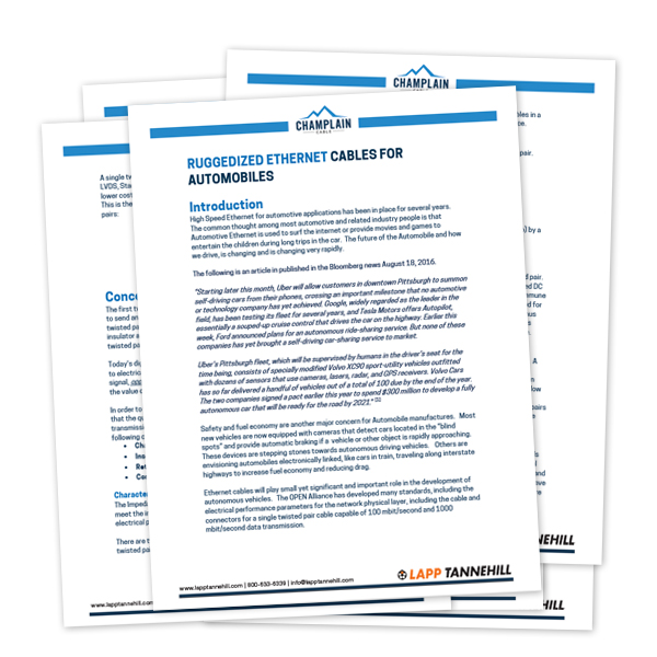 Whitepaper: Ruggedized Ethernet Cables for Automobiles